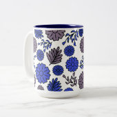 Bruin & Blauw Bloemen Tweekleurige Koffiemok (Voorkant links)