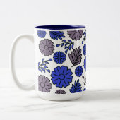 Bruin & Blauw Bloemen Tweekleurige Koffiemok (Links)