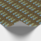 Bruin Blauw Chinoiserie Sinaasappel Topiary Cadeaupapier (Hoek)