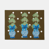 Bruin Blauw Chinoiserie Sinaasappel Topiary Doorma Deurmat (Voorkant)