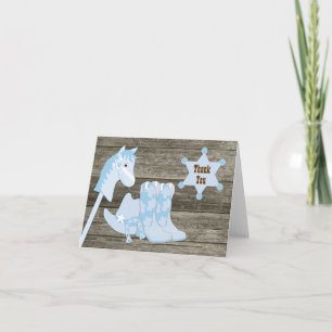Bruin Blauw Cowboy Baby shower Dank u kaarten