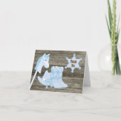 Bruin Blauw Cowboy Baby shower Dank u kaarten (Voorkant)