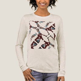 Bruin Blauw Diagonaal Wervelt Mediterraan Abstract Tri-Blend Shirt