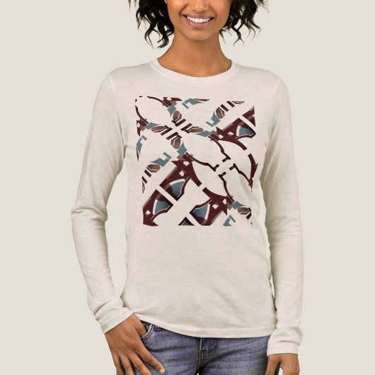 Bruin Blauw Diagonaal Wervelt Mediterraan Abstract Tri-Blend Shirt (Voorkant)