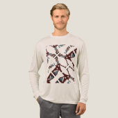 Bruin Blauw Diagonaal Wervelt Mediterraan Abstract Tri-Blend Shirt (Voorkant)