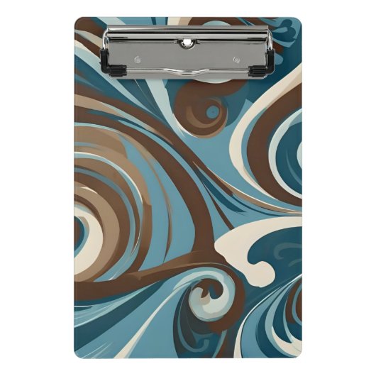 Bruin, Blauw en Crème Abstract Mini Klembord (Voorkant)