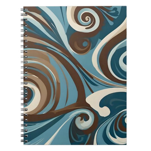 Bruin, Blauw en Crème Abstract Notitieboek (Voorkant)
