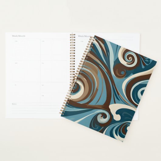 Bruin, Blauw en Crème Abstract Planner (Display)