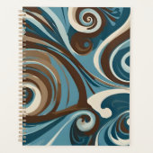 Bruin, Blauw en Crème Abstract Planner (Voorkant)