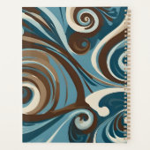 Bruin, Blauw en Crème Abstract Planner (Achterkant)