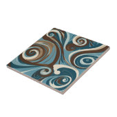 Bruin, Blauw en Crème Abstract Tegeltje (Zijkant)