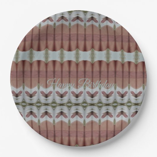 Bruin Blauw en Groen Papieren Bordje (Voorkant)