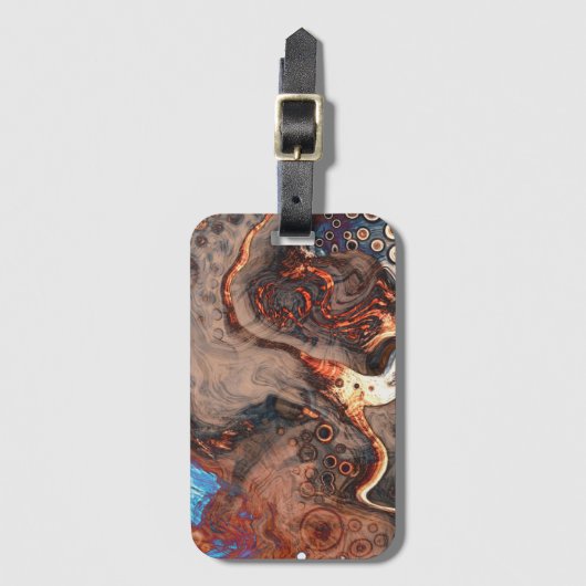 Bruin, blauw en Oranje moderne kunst Bagagelabel (Voorkant (verticaal))