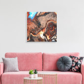 Bruin, blauw en Oranje moderne kunst Canvas Afdruk (Insitu (Woonkamer))