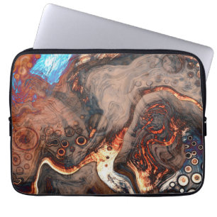 Bruin, blauw en Oranje moderne kunst Laptop Sleeve