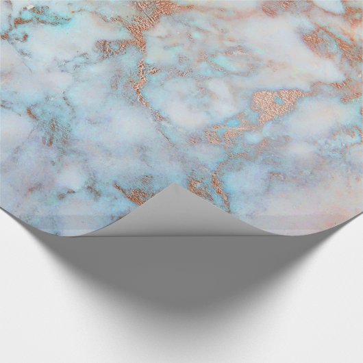 Bruin blauw en wit marmer cadeaupapier (Hoek)