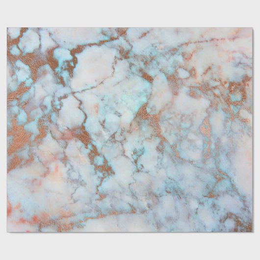 Bruin blauw en wit marmer cadeaupapier (Vlak)