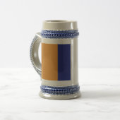 Bruin, blauw en witte strepen bierpul (Voorkant links)