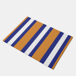 Bruin, blauw en witte strepen deurmat