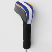 Bruin, blauw en witte strepen golfheadcover (Schuin)