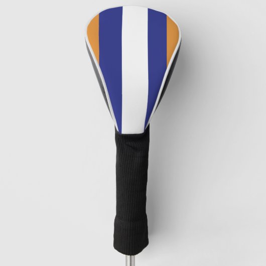 Bruin, blauw en witte strepen golfheadcover (Voorkant)