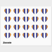 Bruin, blauw en witte strepen hart sticker (Vel)