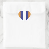 Bruin, blauw en witte strepen hart sticker (Tas)