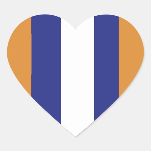 Bruin, blauw en witte strepen hart sticker (Voorkant)