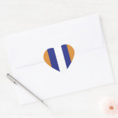Bruin, blauw en witte strepen hart sticker (Envelop)