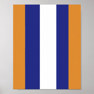 Bruin, blauw en witte strepen poster