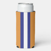 Bruin, blauw en witte strepen seltzer blikjeskoeler (Seltzer Voorkant)