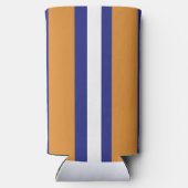 Bruin, blauw en witte strepen seltzer blikjeskoeler (Achterkant)