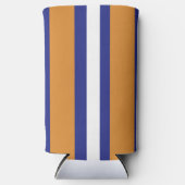 Bruin, blauw en witte strepen seltzer blikjeskoeler (Voorkant)