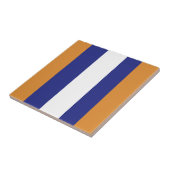Bruin, blauw en witte strepen tegeltje (Zijkant)