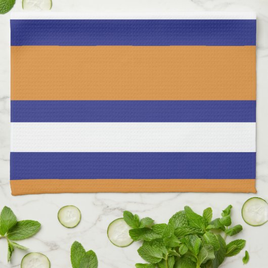 Bruin, blauw en witte strepen theedoek (Gevouwen)