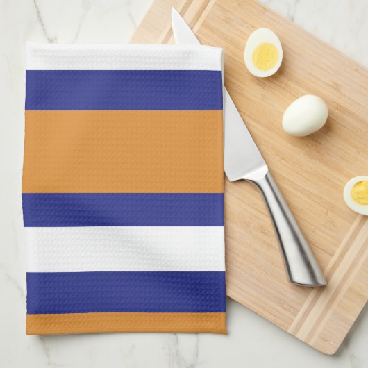 Bruin, blauw en witte strepen theedoek (Quarter Fold)