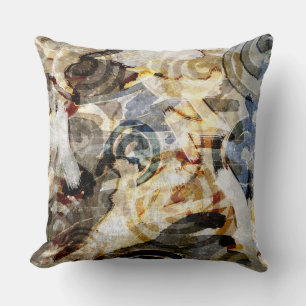 Bruin Blauw Geel Abstract Grunge Swirl Abstract Kussen