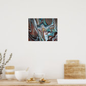 Bruin blauw geode strepen moderne lijnen poster (Keuken)