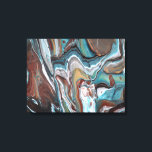 Bruin Blauw Geode Striped Moderne Swirls Fluid Canvas Afdruk<br><div class="desc">Dit ontwerp is gemaakt van mijn één-van-een-soort vloeibaar acrylschilderij. Het kan worden gepersonaliseerd door op de knop Aanpassen te klikken en een naam, initialen of je favoriete woorden toe te voegen. Neem contact met me op colorflowcreations@gmail.com als je dit ontwerp op een ander product wilt gebruiken. Koop mijn oorspronkelijke abstracte...</div>