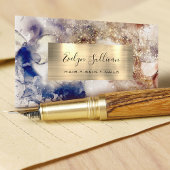 Bruin Blauw Glitter Waterverf Gold Foil Visitekaartje