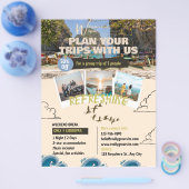 Bruin Blauw Illustratie Reisbureau Flyer (Enkel)