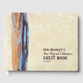 Bruin, Blauw, Karamelborstel Stroke Bar Mitswa Gastenboek (Voorkant)