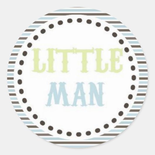 Bruin & Blauw Klein Man Baby shower Sticker (Voorkant)