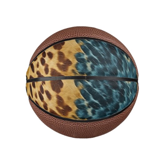 Bruin Blauw Koeienhuid Basketbal (Voorkant)