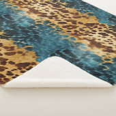 Bruin Blauw Koeienhuid Sherpa Deken (3/4)