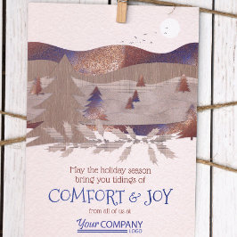 Bruin, blauw Logo Rustic Company Holiday Cards Kaart
