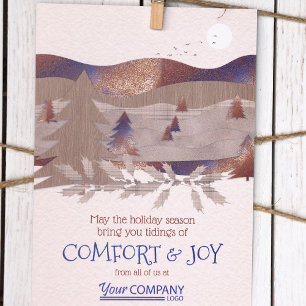 Bruin, blauw Logo Rustic Company Holiday Cards Kaart