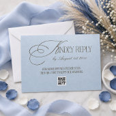 Bruin Blauw Luxe Trouw QR CODE RSVP Kaartje
