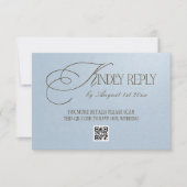 Bruin Blauw Luxe Trouw QR CODE RSVP Kaartje (Voorkant)