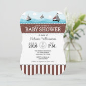 Bruin blauw Nautisch Baby shower Kaart (Staand voorkant)